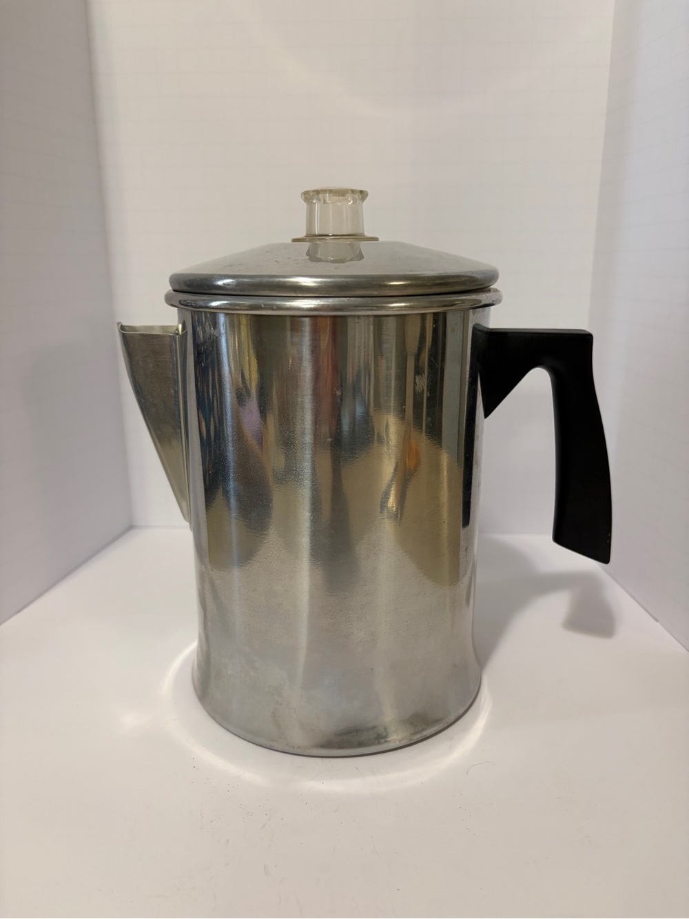 Mirro Stainless Steel Coffee Percolator with Black Handle - Vintage 9 Cup
